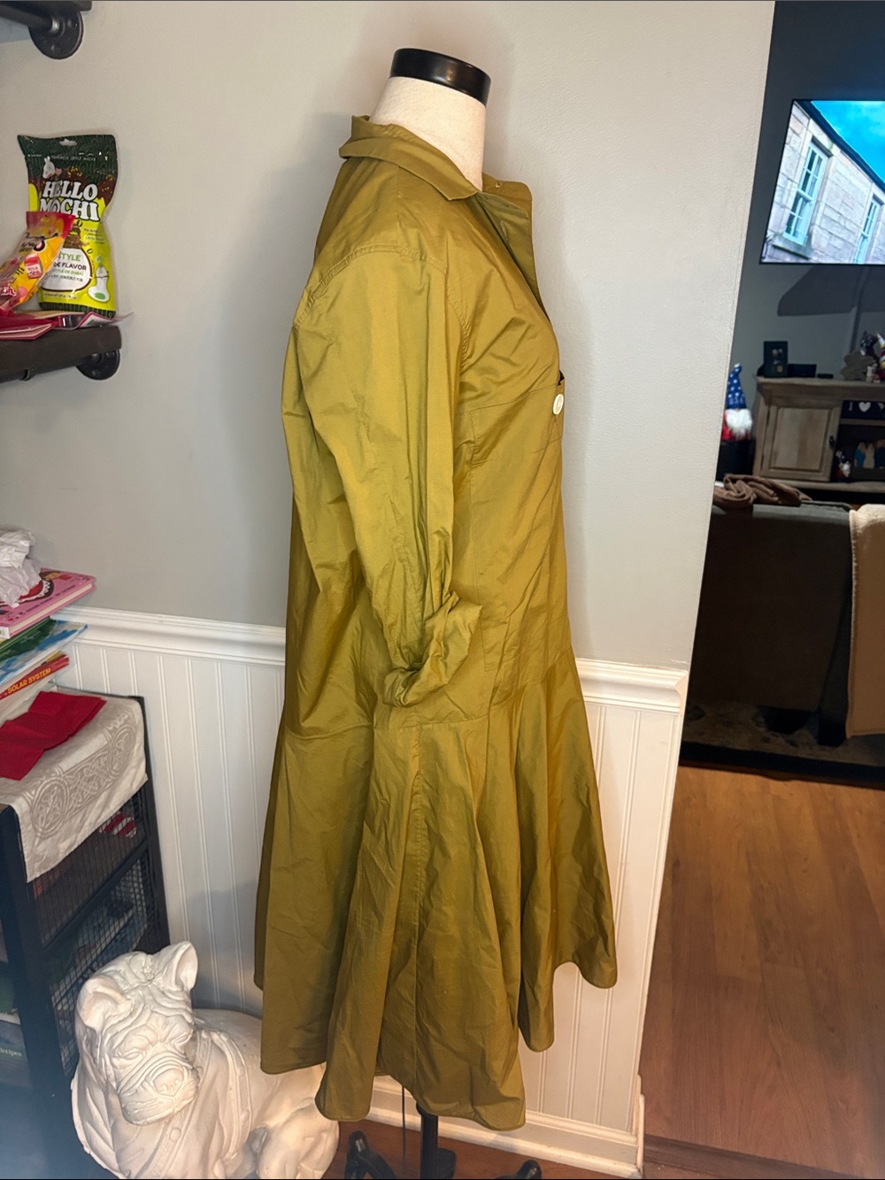 Marni Olive Green Button-Front Midi Dress - Picture 2 of 8